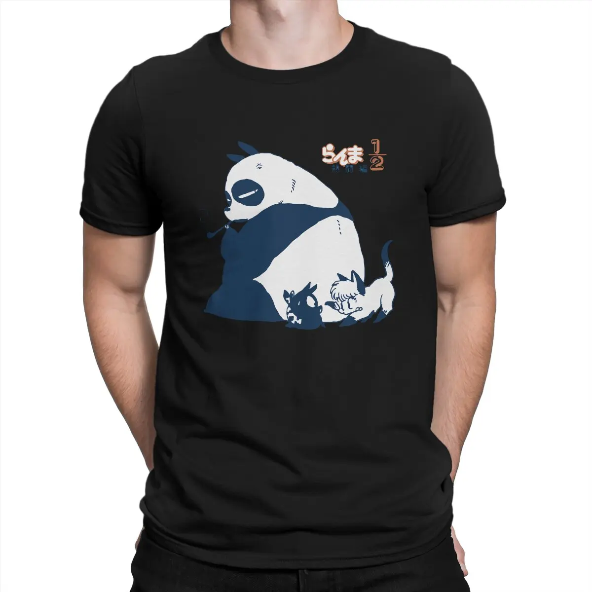 

Genma Panda Men's T Shirts Ranma Manga Creative Tees Short Sleeve Crew Neck T-Shirt Cotton Graphic Printed Tops