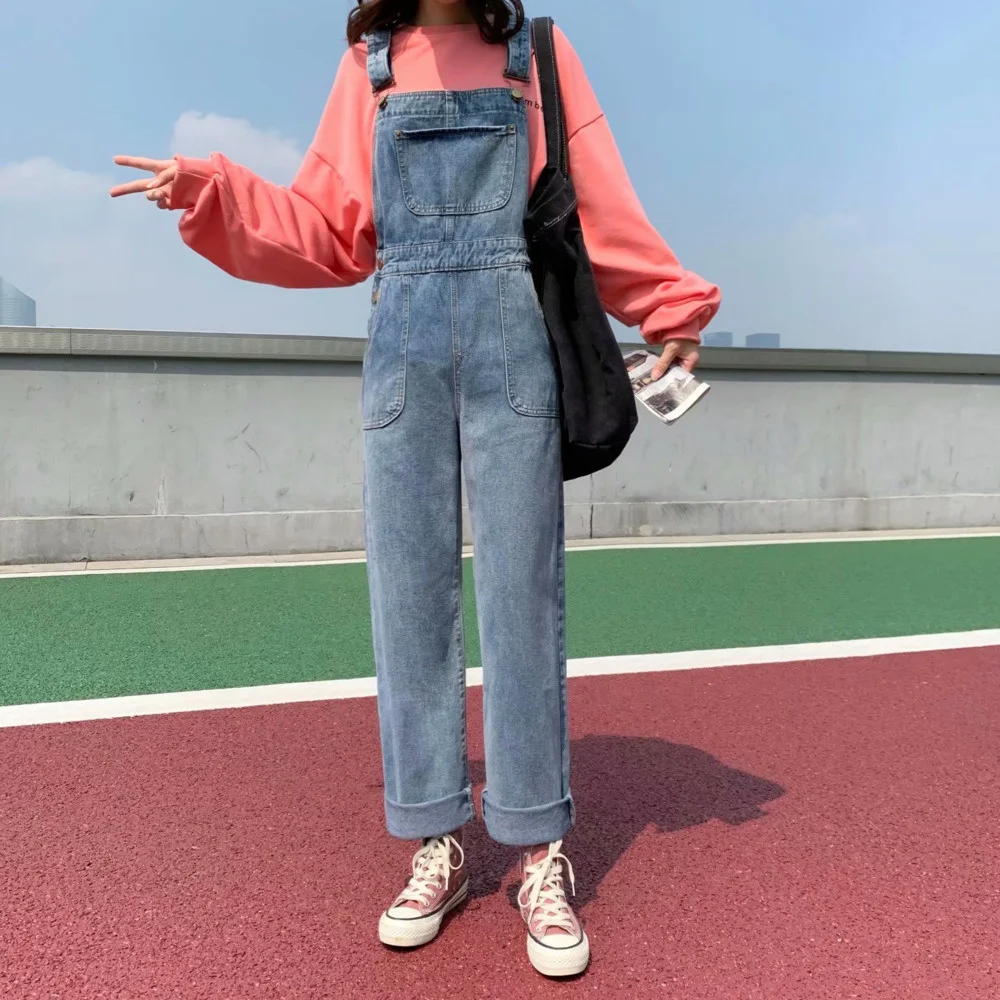 

Denim Jumpsuits Women Pant Woman Jeans High Waist Denim Pants Wide Leg Denim Clothing Blue Jeans Vintage Quality Fashion
