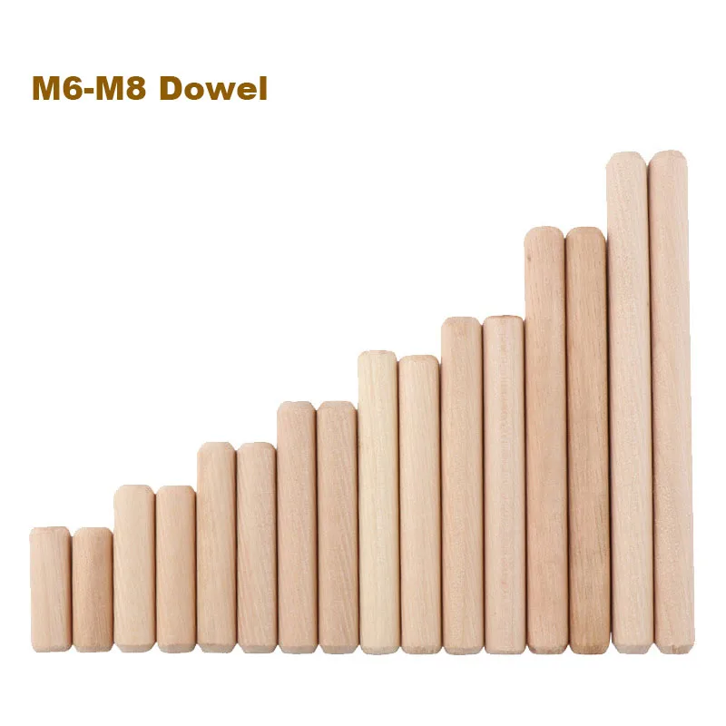 

M6 Dowel Cabinet Wood Tenon 20 50 100 Pcs Wardrobe Stopper Top Nail Furniture 3 IN 1 Connector Straight Grain Twill M8