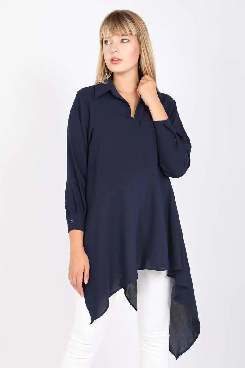 

Women's Asymmetrical Cut Shirt Navy Blue