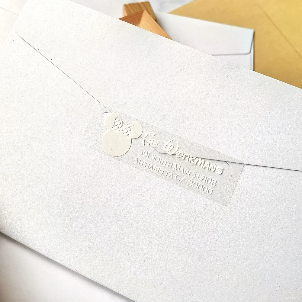 

48 шт. 20x70 мм наклейка на адрес на заказ бирки для свадебных подарков прозрачная наклейка мультяшная печать