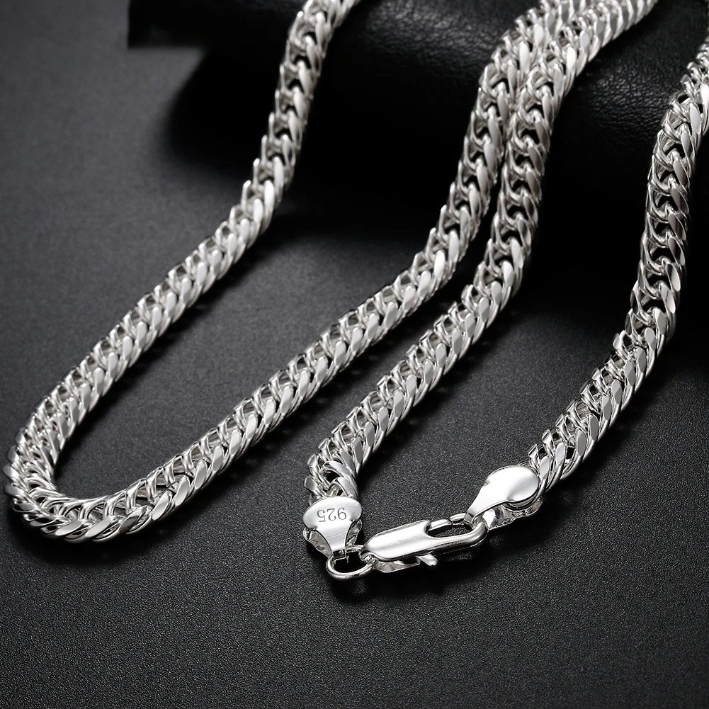 Купи NUMBOWAN New 925 Sterling Silver 20/22/24 Inch 6mm Side Chain Necklace For Woman Man Fashion Charm Jewelry Gift за 266 рублей в магазине AliExpress