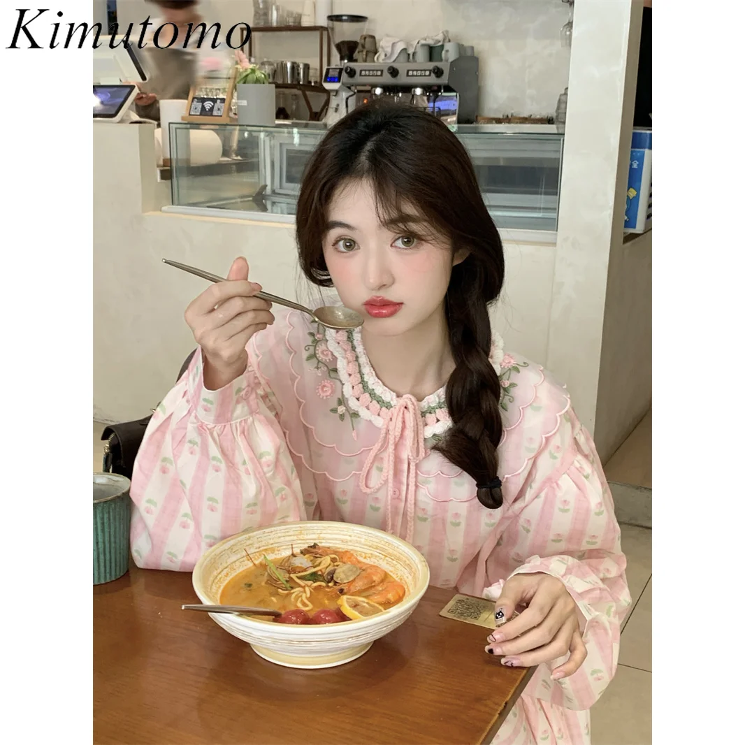 Kimutomo розовое платье с вышивкой для тяжелой промышленности женщин сетчатый
