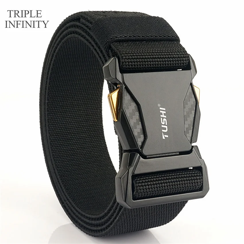 2023 Metal Quick Release Pluggable Buckle Elastic Belts For Men Durable  Belt Cowboy Outdoor Stretch Ar Strap Hunting