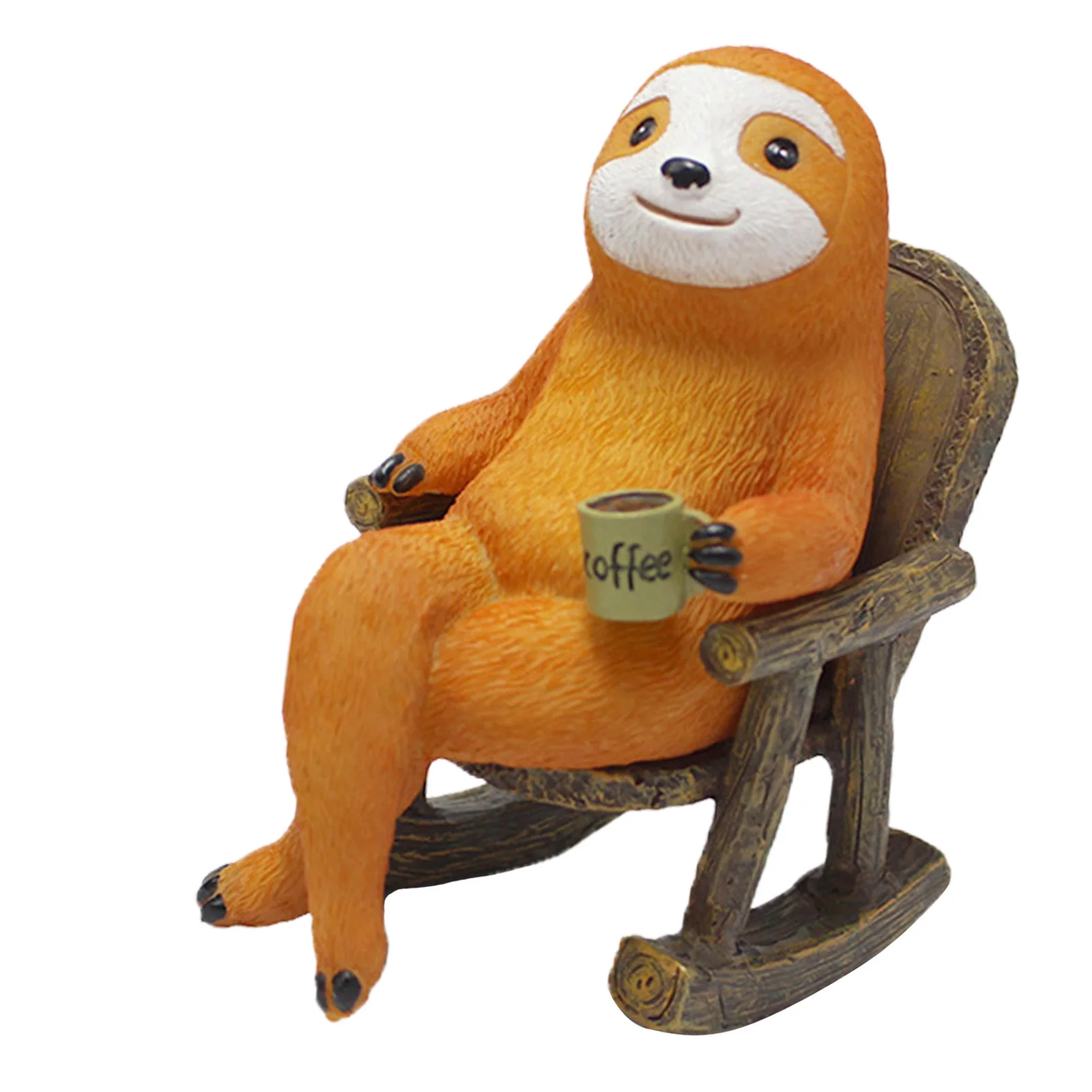 

Garden Sloth Statue Resin Sloth Figurines Relaxing On Rocking Chair Statue Cute Creative Sloth Sculpture Decoration Drinking