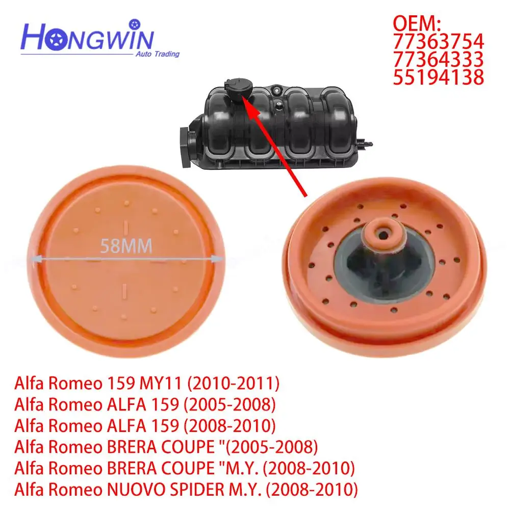 

Для Alfa Romeo Brera Coupe Nuovo Spider Fiat Lancia 1,9 2,2 JTS диафрагма впускного коллектора PCV клапанная мембрана 77364333 77363754