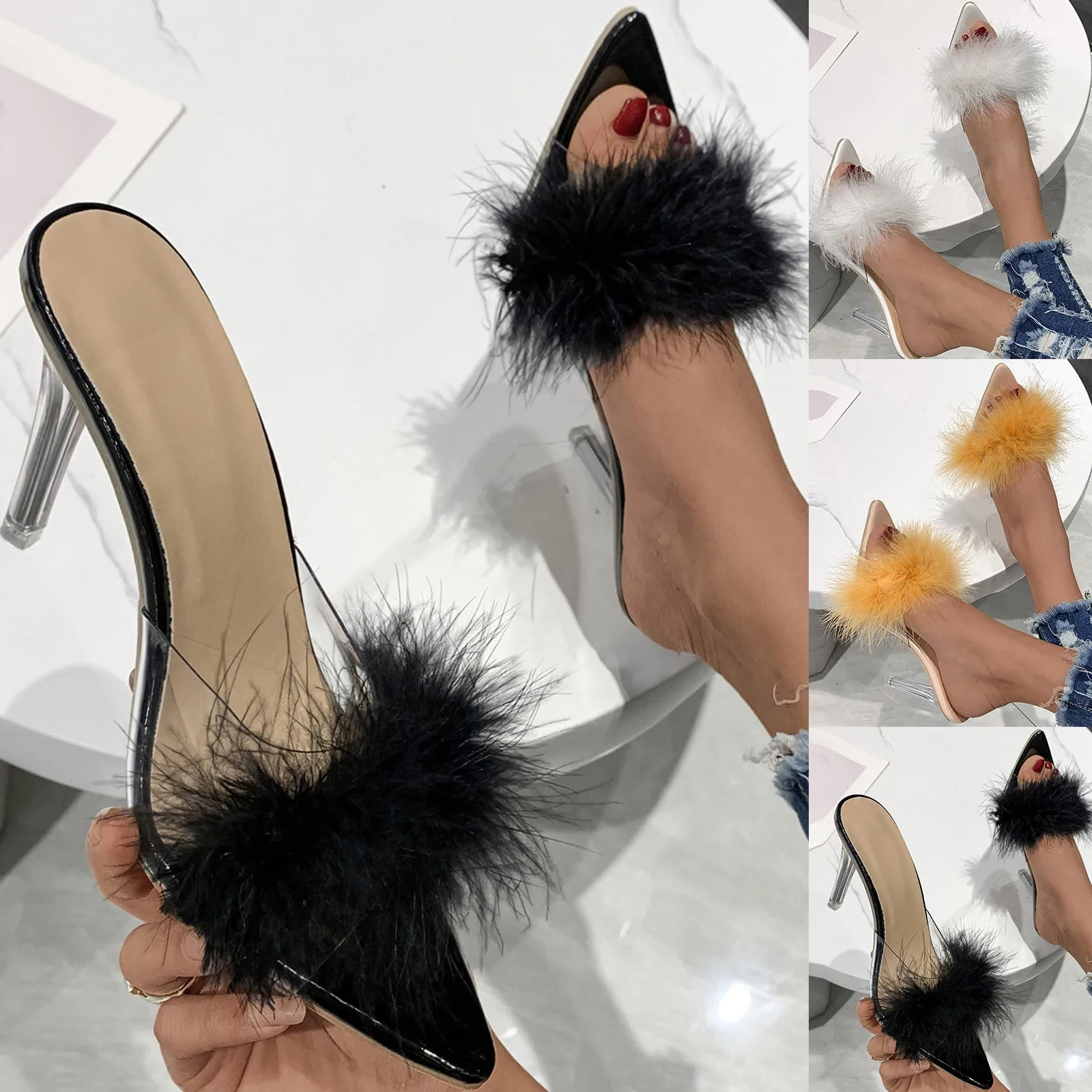 

Sandals for Women Dressy Wide Fashion Spring And Summer Women Sandals Fluffy Womens Sandals with Arch Support And Back Strap