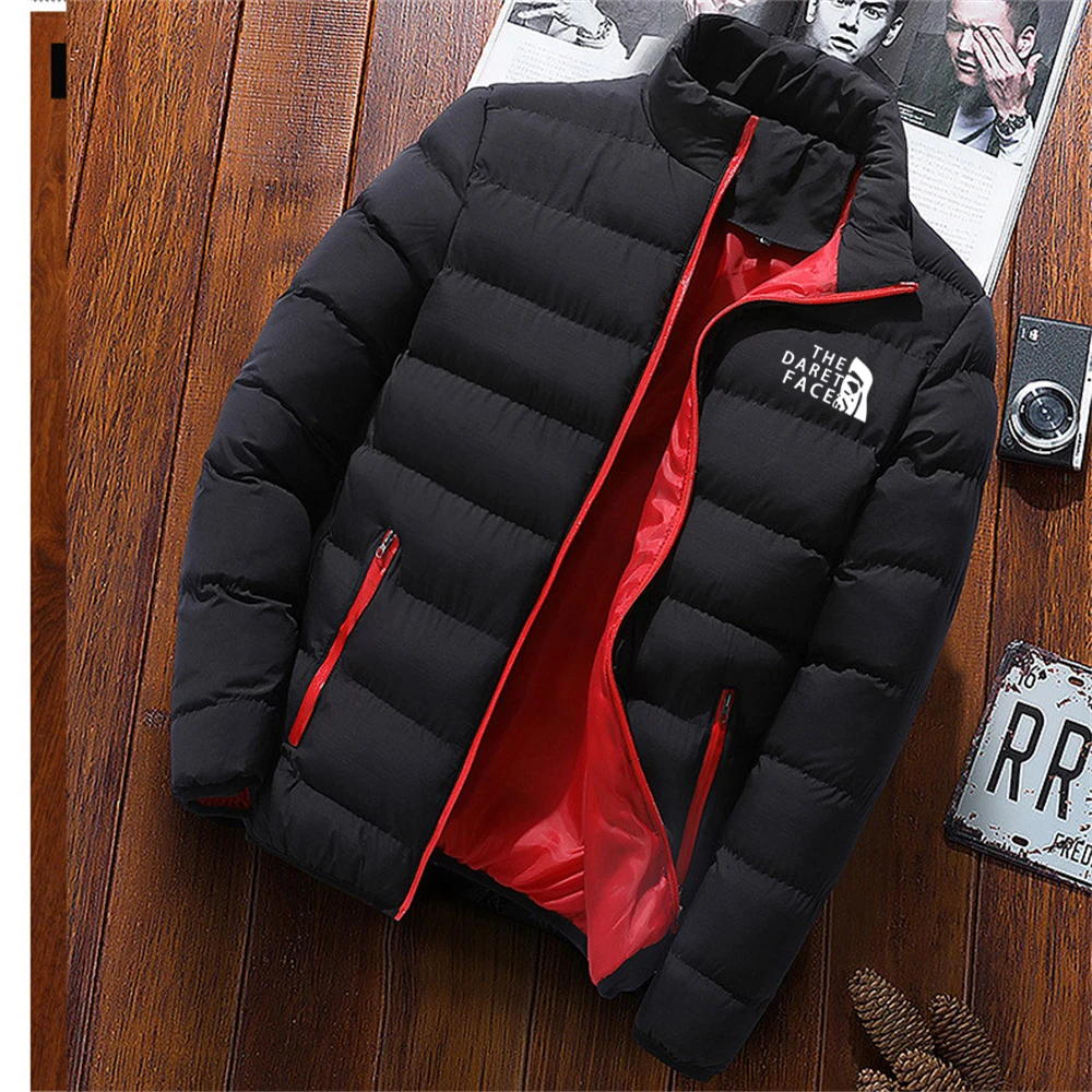 Homens grossos novos casacos parka quentes inverno casual outwear casacos sólida gola masculina windbreak algodão acolchoado par