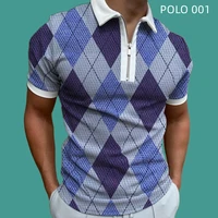 summer men clothing hd digital printing breathable comfortable lapel zipper polo shirts short sleeve tops