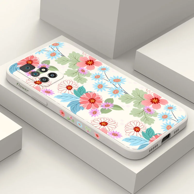 

Embellish Flower Phone Case For Xiaomi Redmi 12 12C 10 10C 10A 9 9T 9A A1 Pro Plus 4G 5G Liquid Silicone Cover