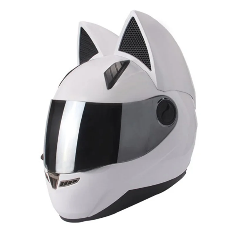 

Nitrinos cat ears motorcycle helmet automobile race antifog full face helmet personality design capacete motor ECE approved