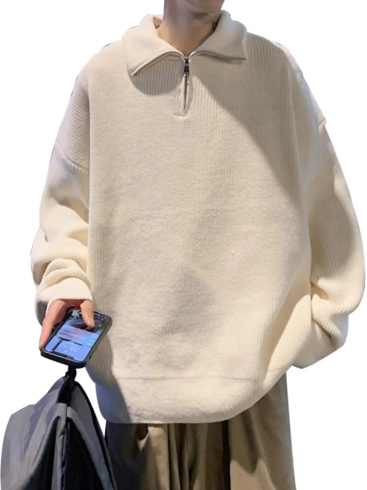 Свитер с лацканами мужская осенне-зимняя свободная рубашка без рукавов модная