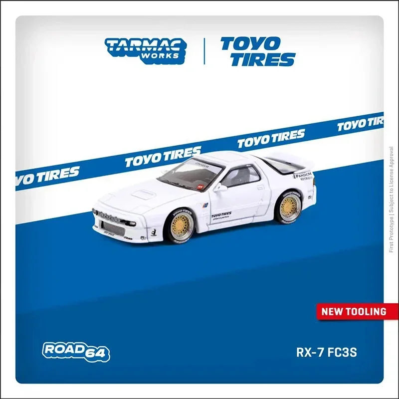 

Tarmac работает 1:64 модель автомобиля Pandem RX-7 FC3S литой автомобиль-белый