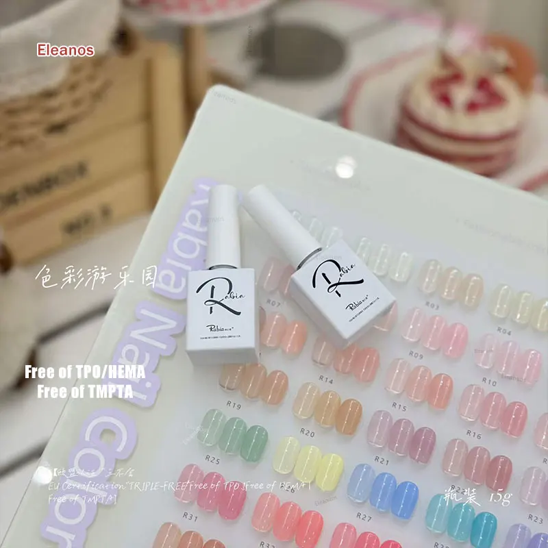 Фото Набор гель-лаков Eleanos TPO Free HEMA Free, 48 шт., цвета Jelly Opal, с палитрой, сиропный гель-набор для маникюрного салона, 15 мл, прозрачный УФ-гель №3