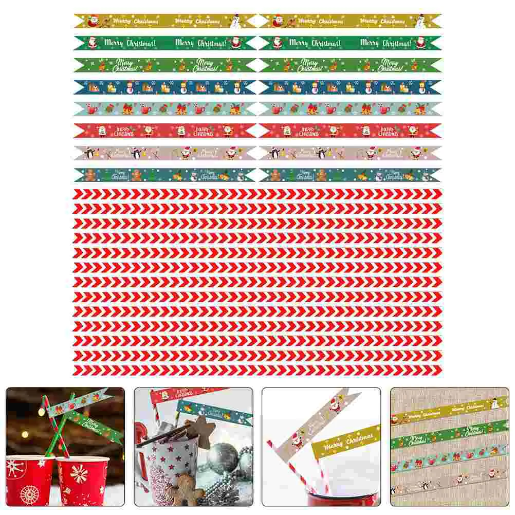 

House Decorations Home Christmas Stickers Xmas Party Multifunction Multi-function Adhesive Decal Paper Straw Décor