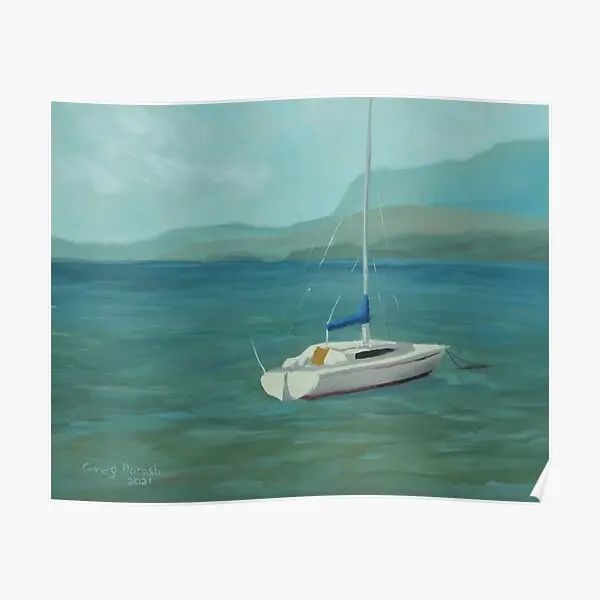 Парусный спорт на пляже Мег Квебек Канада постер картина искусство современный