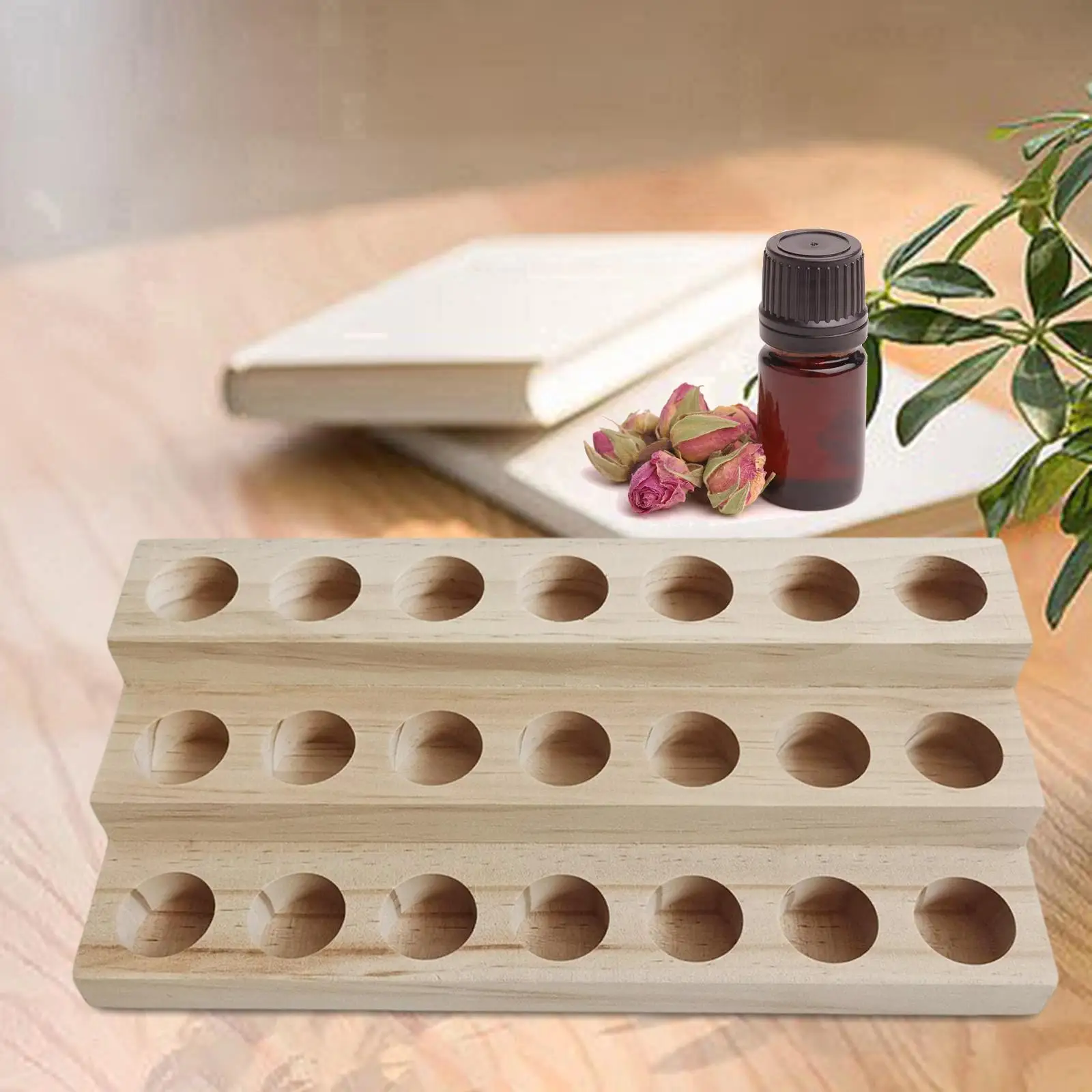 

Wooden Essential Oil Storage Rack 3 Tier Display Stand for 10ml Bottles Nail