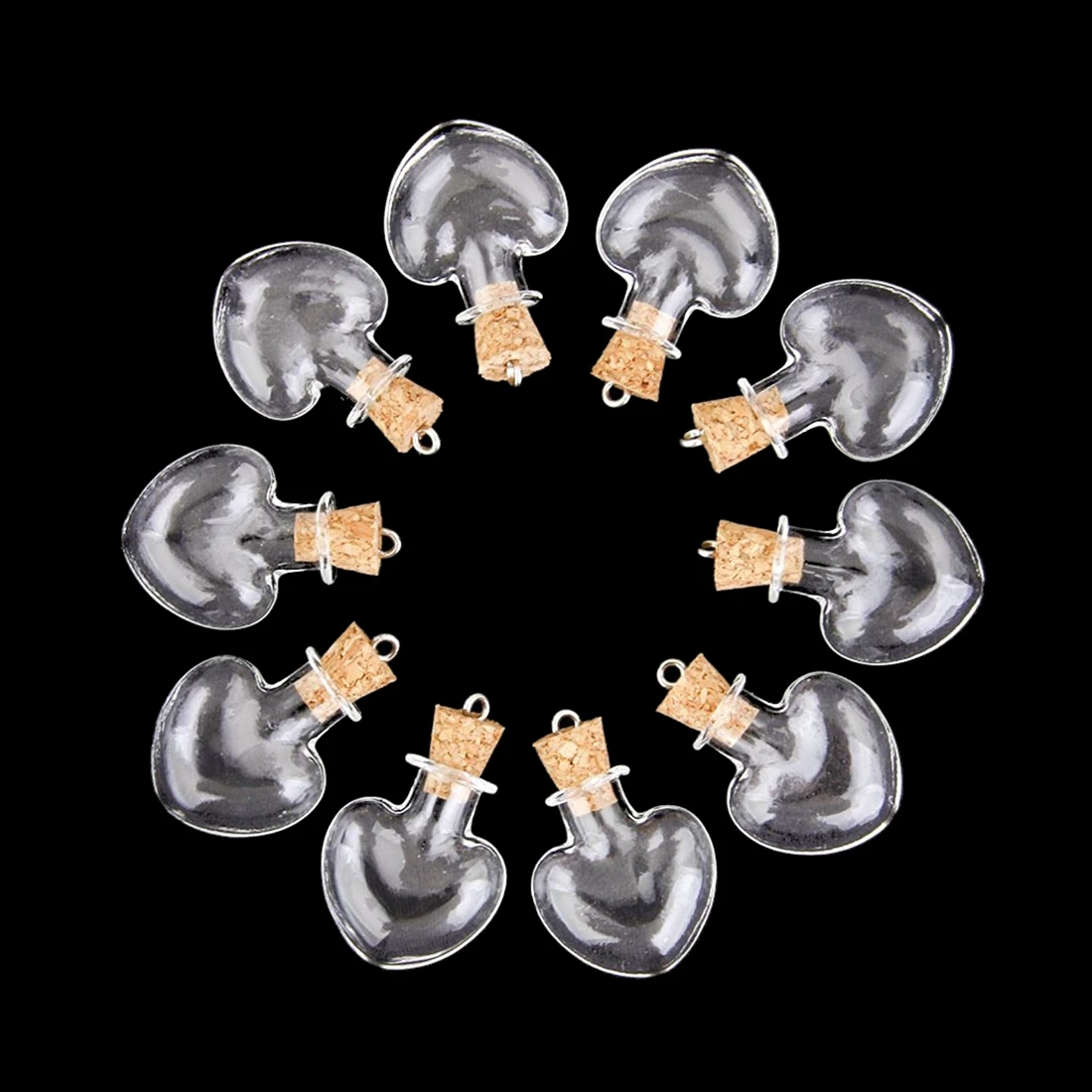 10 шт. стеклянная пробковая бутылка для очков ампул шерстяная с подвесками в форме