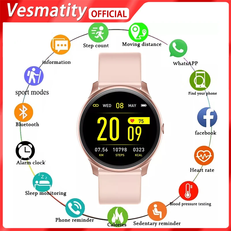 

KW19 Smart Watch Women Heart Rate Monitor Multi-Languages IP67 Waterproof Men Sport Band Fitness Tracker Smart Bracelet