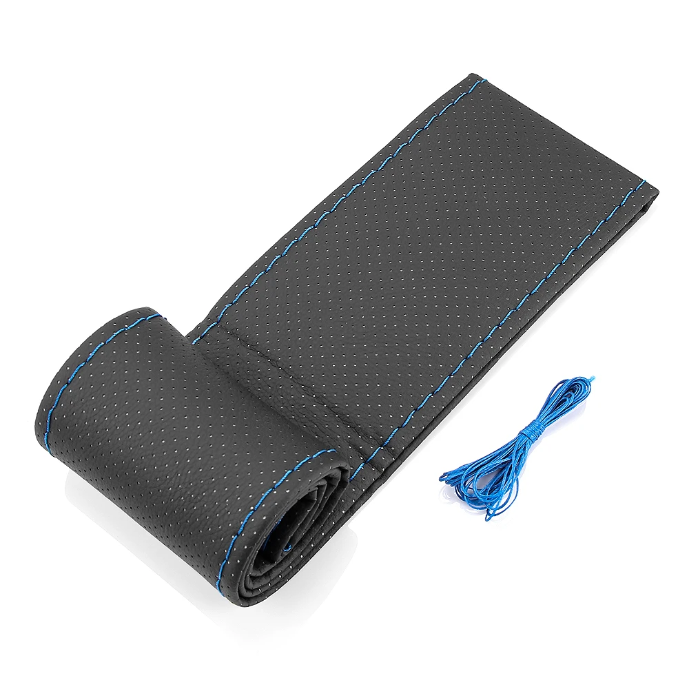 

Оплетка для руля 38 см, оплетка из мягкой искусственной кожи, с иглой и ниткой, аксессуар для салона автомобиля