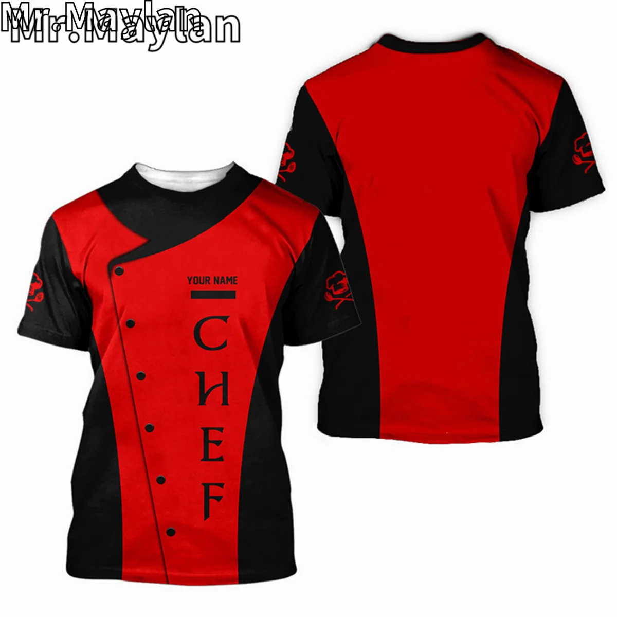 Униформа шеф-повара с именем под заказ 3D футболки для мужчин и женщин