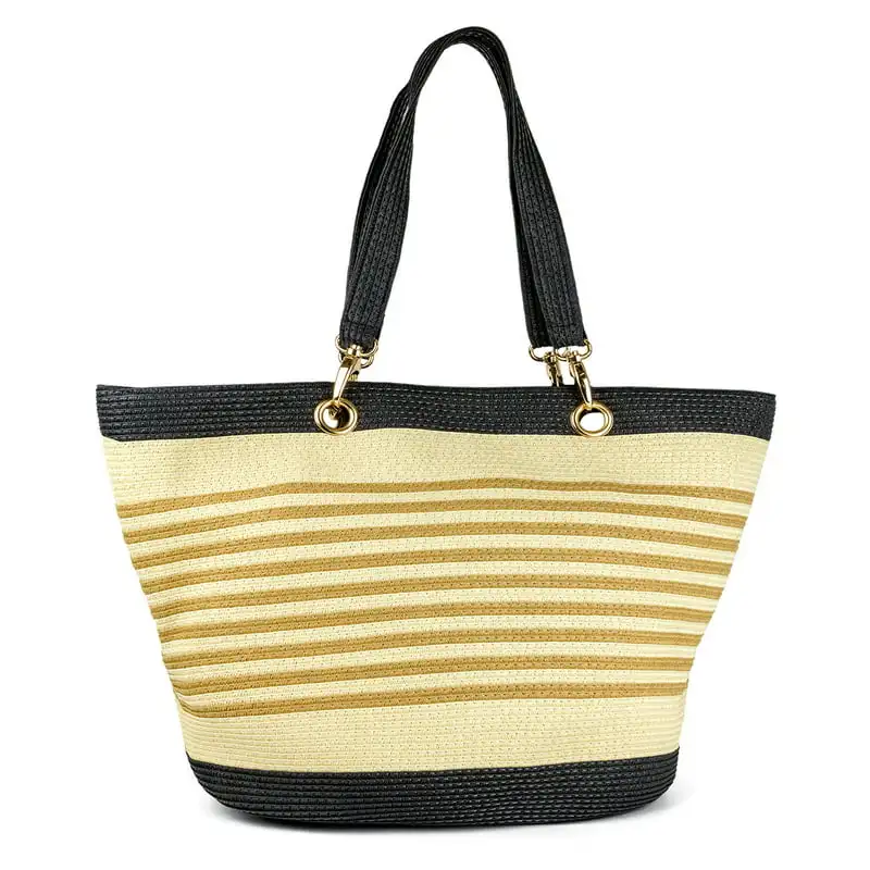 

Foldable Beach Shoppers Bag Foldable Beach Women's Black Paper Straw Handbag Shopper's Bag - Perfect for Summer Holidays!