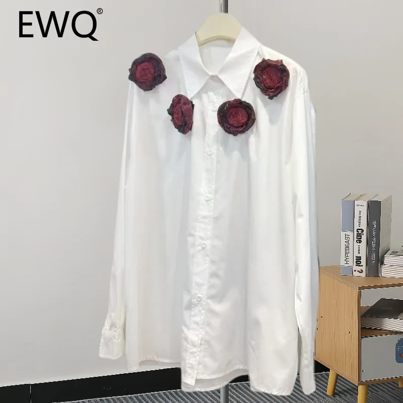 EWQ винтажный летний тонкий новый топ с цветочным узором однобортная рубашка