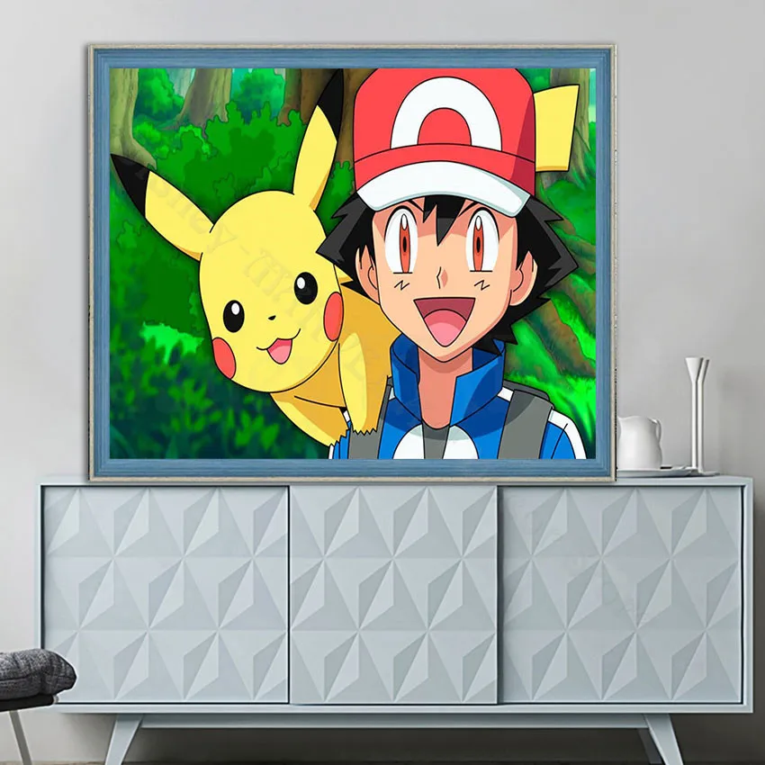 Картина из страз Pokmon новичок тренажер ясень полностью круглая квадратная сверло