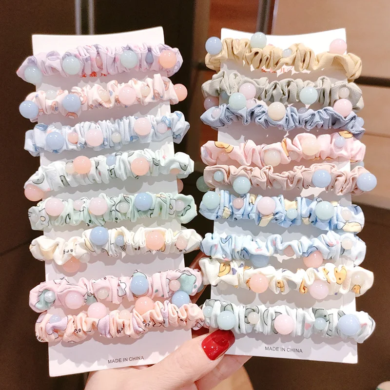 

Jelly Beads Girl Head Rope Sweet Cute All-match Head Rope Hair Ring Ins Pleated Ball Hair Rope Hair Accessories