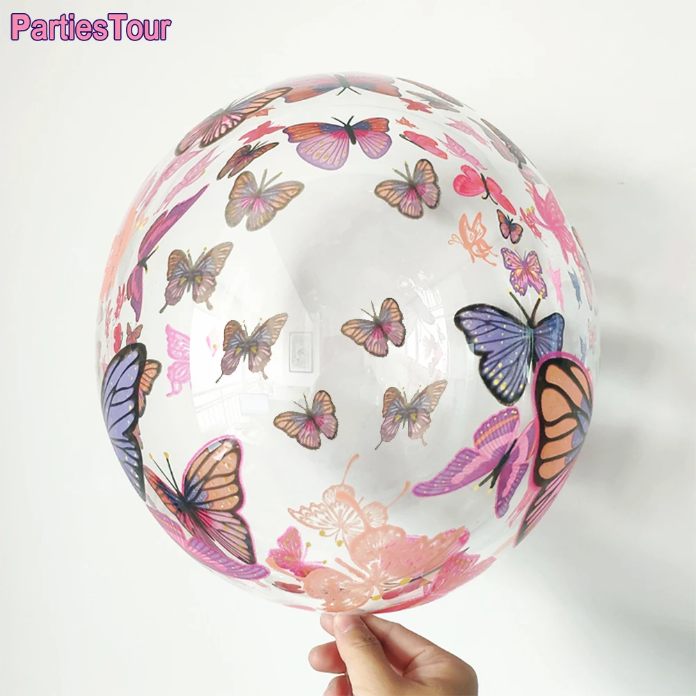 

20inch Butterfly Printed BOBO Balloon clear Balloon Baby Shower Wedding Anniversary decor kids girls Birthday Party Decoration