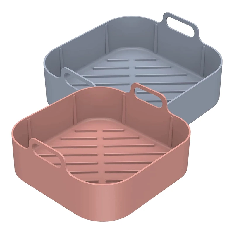 

Силиконовый горшок для фритюрницы 2 шт. с ручкой, квадратный многоразовый вкладыш для фритюрницы, сменные вкладыши для бумаги пергамента