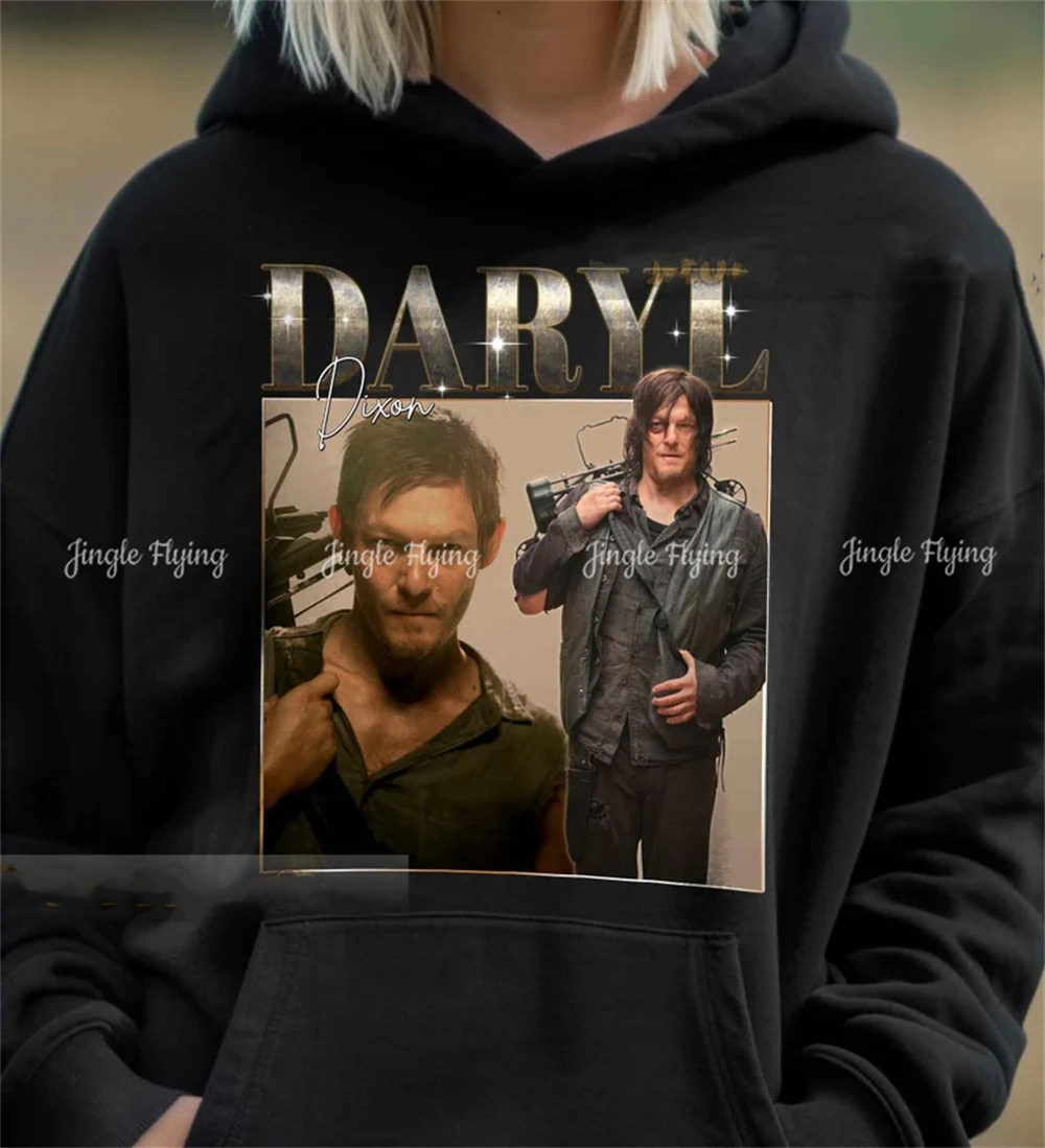 Толстовка унисекс в винтажном стиле с героями фильмов Дэрил Диксон рок