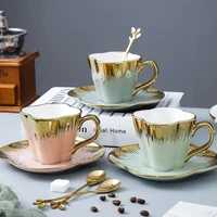 european ceramic coffee cups painted gold cups and saucers set english flower teacups for high end couples gift cups and saucers