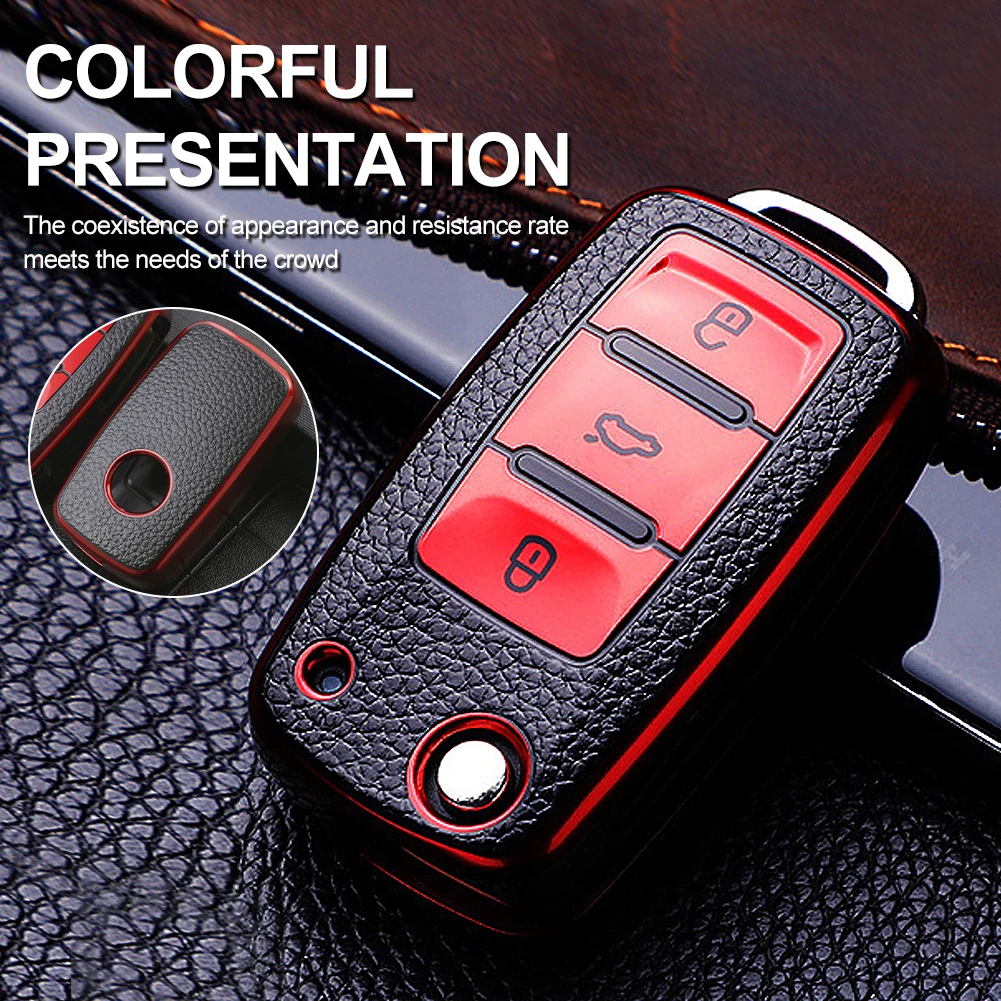 

Чехол для автомобильного ключа, защитный кожаный чехол для ключа с полным покрытием для Volkswagen VW пленка АТИ-радиация Polo Lavida Tiguan Santana Passat Golf ...