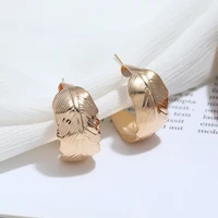 lats new fashion exaggerated gold color leaf earrings for women feather hoop earring 2021 female trend jewelry accessories gift
