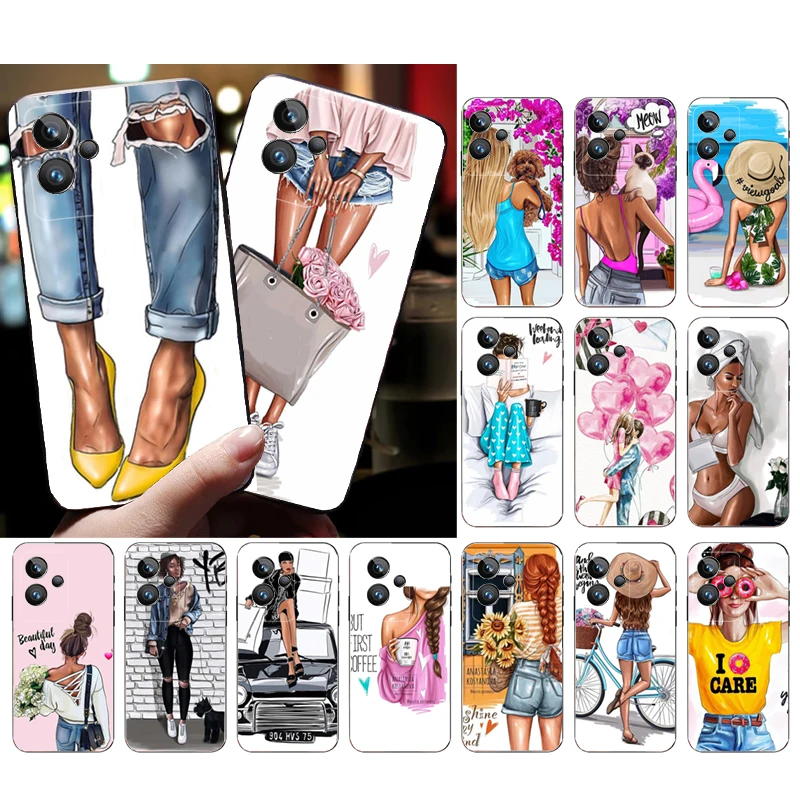 

Phone Case for OPPO Realme GT 2 Pro X2 Pro XT C25S 9 8 7 6 Pro 6i GT Master C3 C21 C21Y C11 X3 SuperZoom Princess Girl coffee