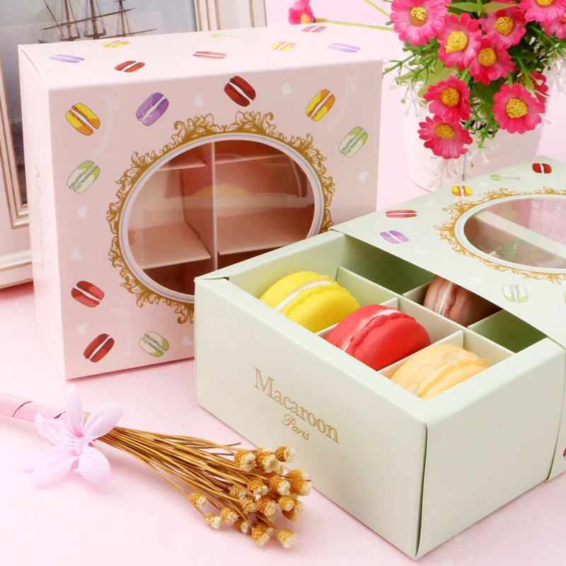 

Hot sale Holiday 20Pcs Macarons Box with Transparent Window DIY Wedding Baking Accessories Home Party Cake Packaging