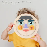 montessori wood face board baby feeling social emotional development emotion learning with card wood educational toys