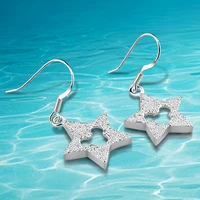 exquisite elegant fashion fine star earrings for women geometric pentagarm grind arenaceous 925 sterling silver earrings gift