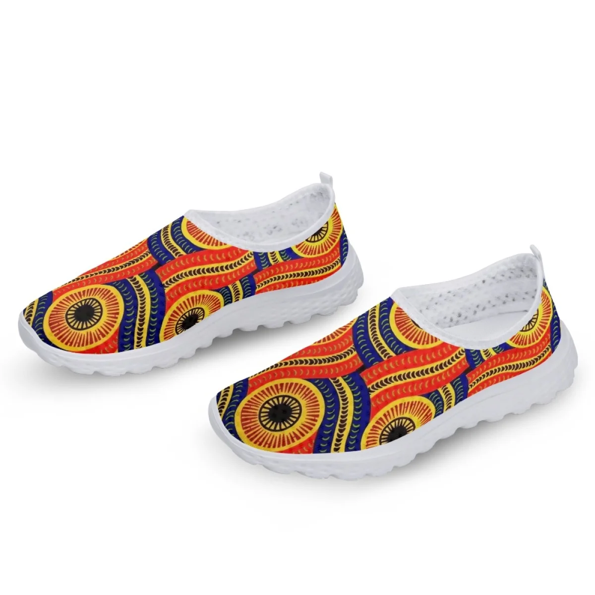 Nopersonality Vintage African Print Sneakers Traditional Style Ladies Mesh Running Shoes Casual Flat Popular Anti-slip Wear