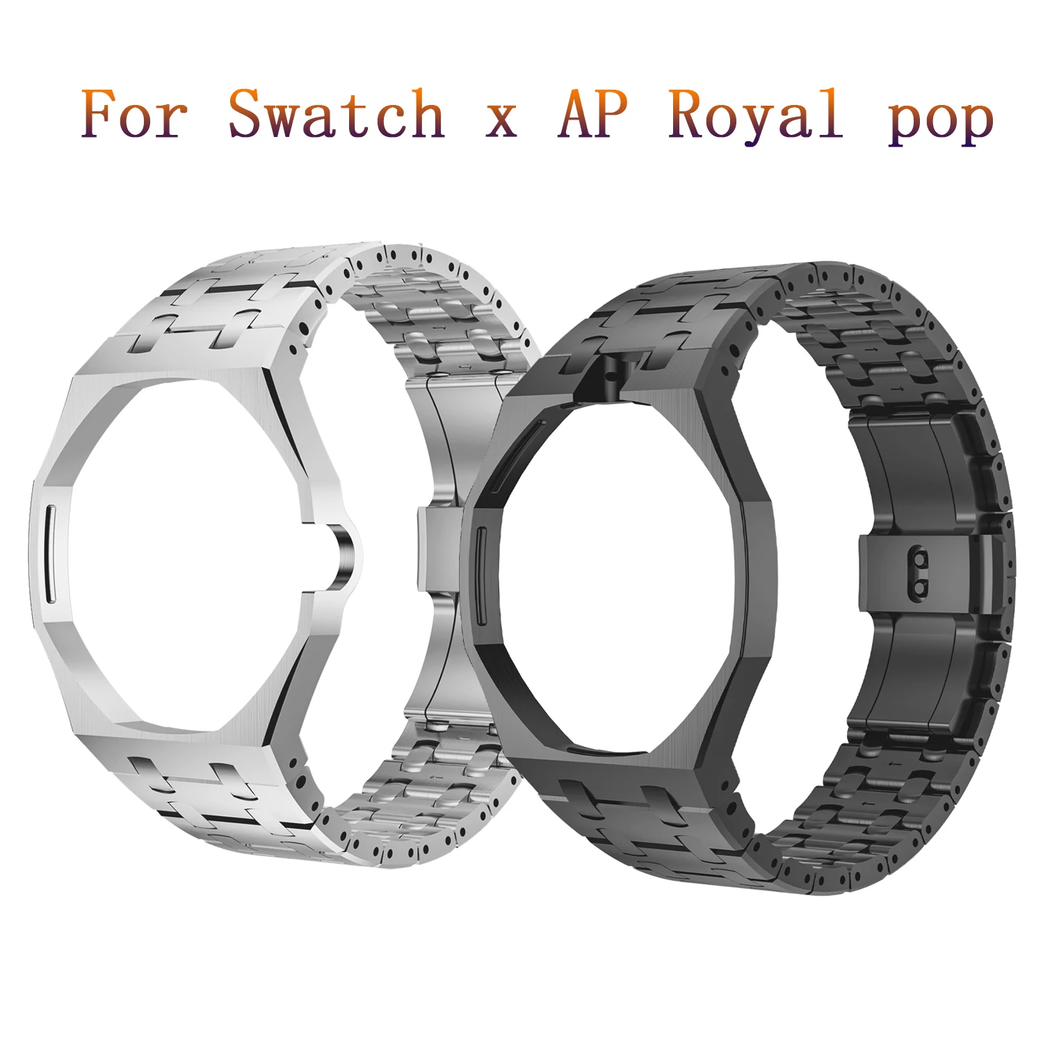 Фото Ремешки для часов Swatch X AP Royal POP, металлический браслет из нержавеющей стали, мужской роскошный браслет для Swatch AP Royal Pop №1