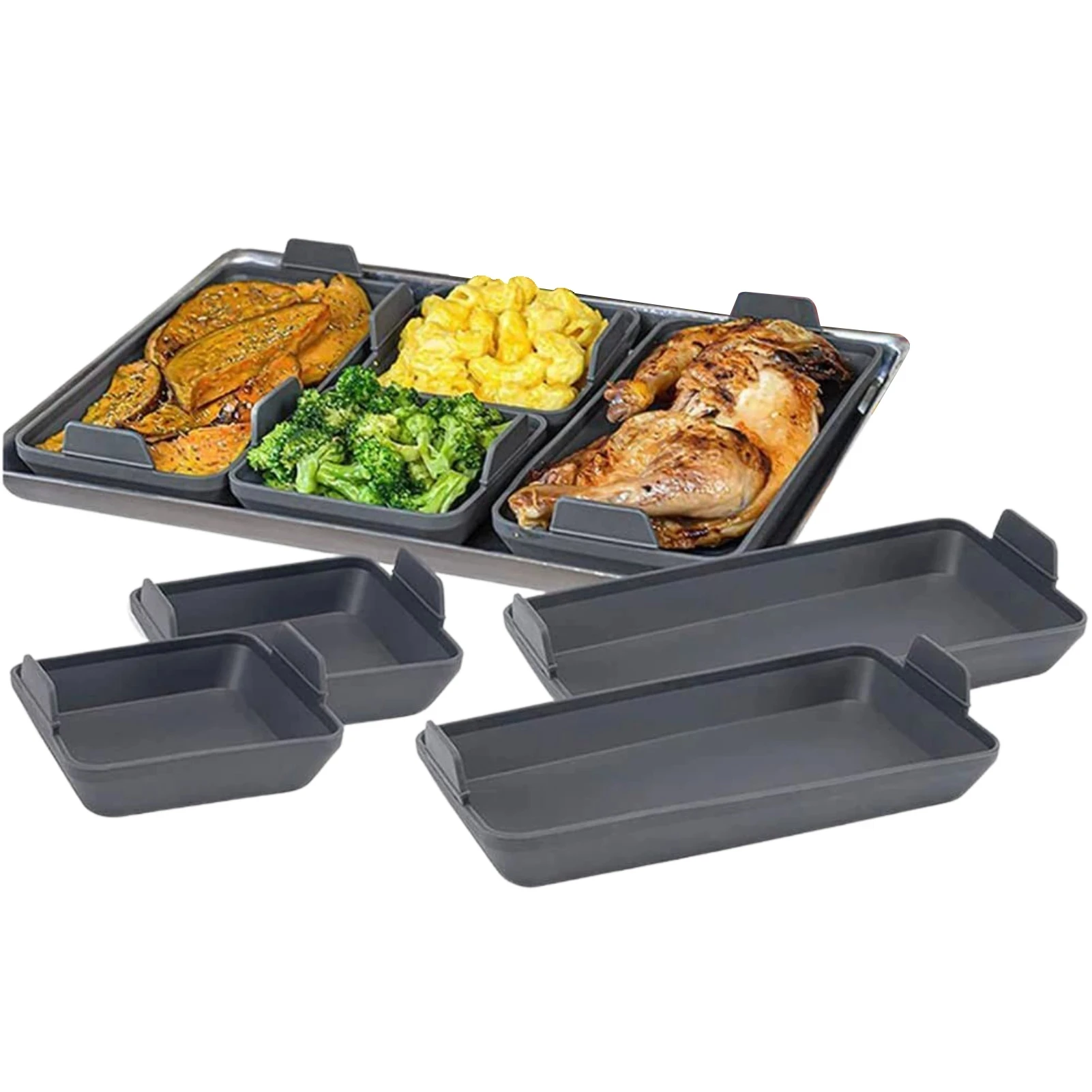 

4pcs Silicone Baking Pan Set Nonstick Sheet Pan Dividers Cooking Bakeware Accessories Reusable Baking Tray Set For Oven Air