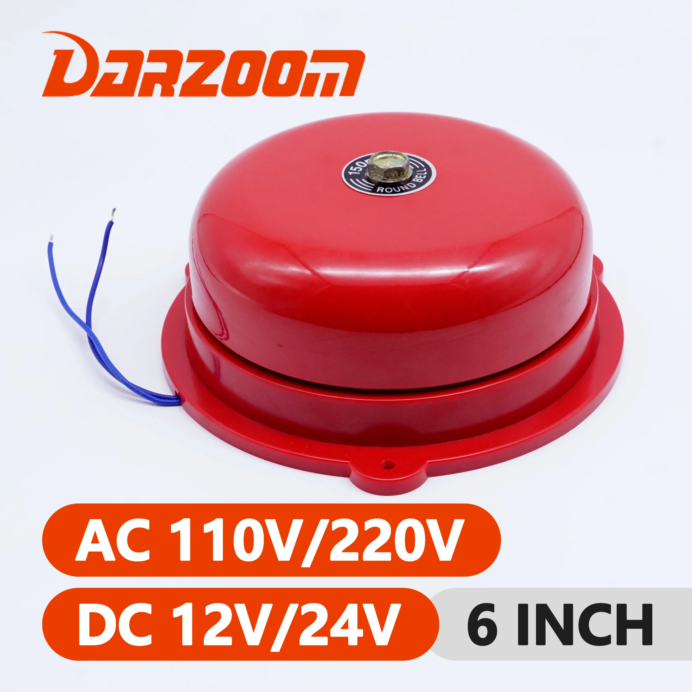 

Традиционный красный сигнальный звонок AC110V/220V DC12/24V, кольцо вызова, 6-дюймовый сигнальный звонок с высоким децибелом, заводской звонок
