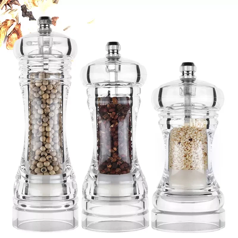 

NEW2022 Pepper Grinder- Acrylic Salt and Pepper Shakers Adjustable Coarseness by Ceramic Rotor kitchen accessories