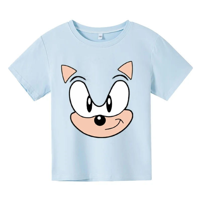 

Boys and Girls Casual Cute Cartoon T-shirt Tops Kids Clothes Sonic Summer 4-14 Years Sleeve Length(cm) Tops Type Clothing Length