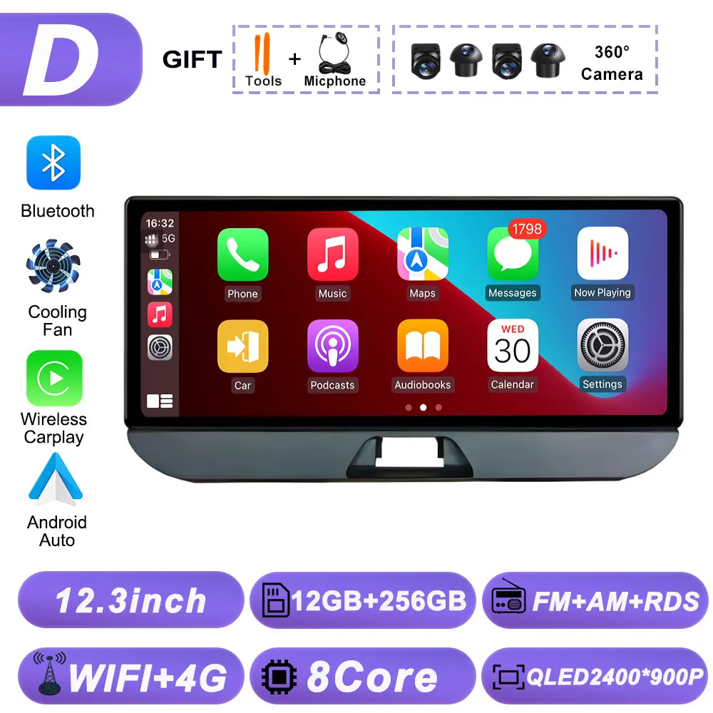

Автомобильный радиоприемник Android 15, 12,3 дюйма для Toyota Harrier/Venza 2021-2022, стерео мультимедийный видеоплеер, BT, GPS-навигация, CarPlay Auto WiFi