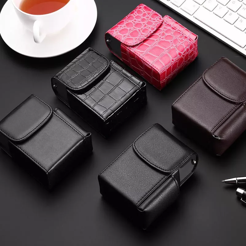 

2022New Box Lighter Holder Tobacco PU Leather Nice Gift Smoker Smoke Tools Cigar Case Men Supplies