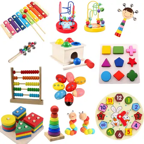 Детские игрушки Монтессори 0-12 месяцев, деревянный лабиринт-головоломка с бусинами, Ранние развивающие игрушки для детей, Семейная Игра, пог...