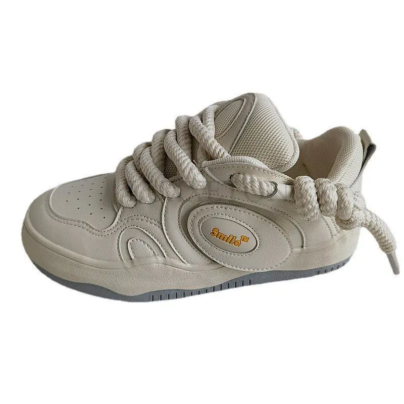 

Кроссовки женские на шнуровке, Вулканизированная подошва, брендовые дизайнерские, повседневная кожаная обувь на плоской подошве, на весну-...