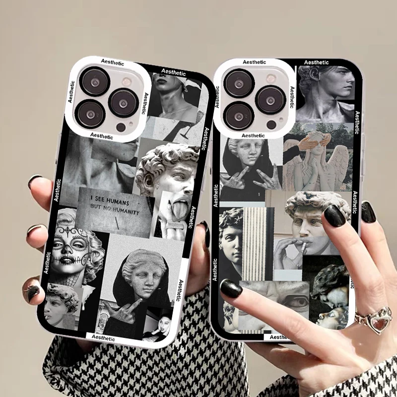 

Art Aesthetic David Mona Lisa Angel Eyes Phone Case For IPhone 14 13 12 11 Pro Max Mini X Xs XR 6 7 8 Plus SE 2020 Transparent